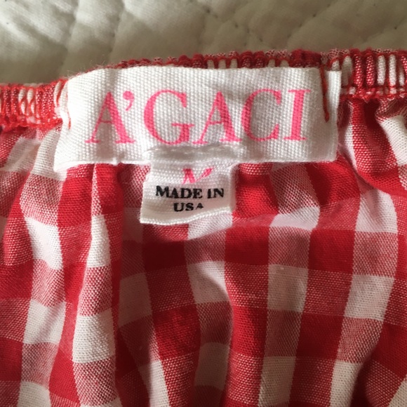 a'gaci Red Gingham Off-the-Shoulder Top - Picture 5 of 6